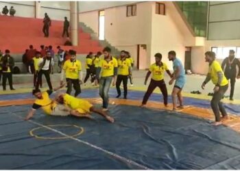 Kabaddi Match held at Indoor Sports Complex Bajwani, Tral