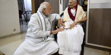 PM Modi meets his mother after she completes 99-years of her age