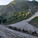 Pilgrims leave Baltal base camp to begin Amarnath Yatra