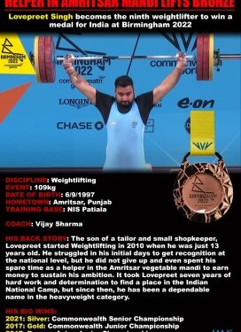 Lovepreet Singh claims bronze in Men’s 109 kg as lifters continue to reap medals
