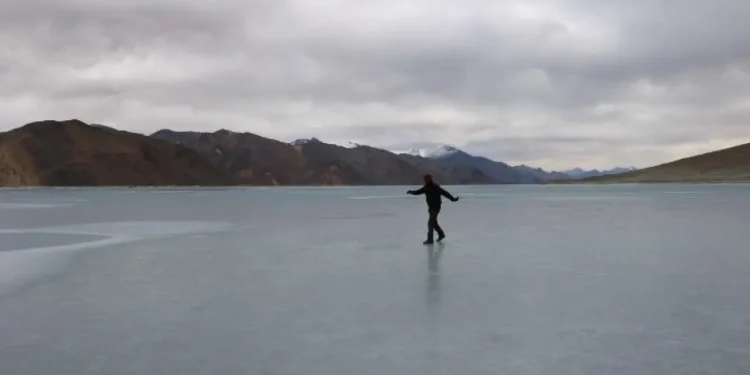 In a first, frozen lake half marathon held at Pangong Tso Lake in Ladakh