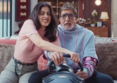 Navya teams up with grandpa Big B for a banking commercial