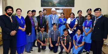 Lt Governor Presented with ‘Bharat Scouts & Guides Flag Sticker’ on its Foundation Day Celebration