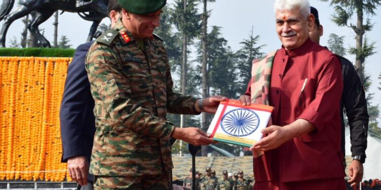 Lt Governor Manoj Sinha, Maharashtra Chief Minister unveils the statue of Chhatrapati Shivaji at Kupwara