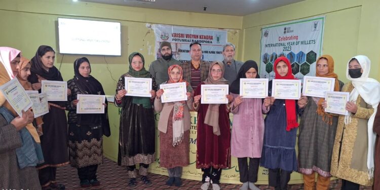 Valedictory Programme Marks Successful Completion of Six-Month Vocational Training Programme on Cutting and Tailoring at KVK Bandipora