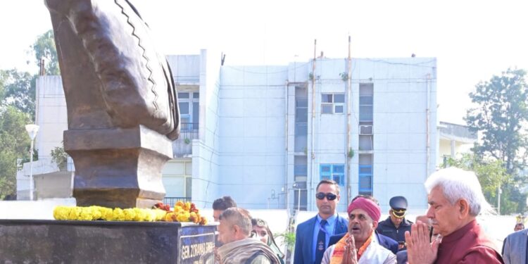 General Zorawar Singh Martyrdom Day: LG Sinha unveils statue of General Zorawar Singh at Jammu University