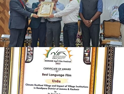 Dr. Tariq Sultan honoured with Best Language Film Award at MANAGE Agri Film Festival-2023