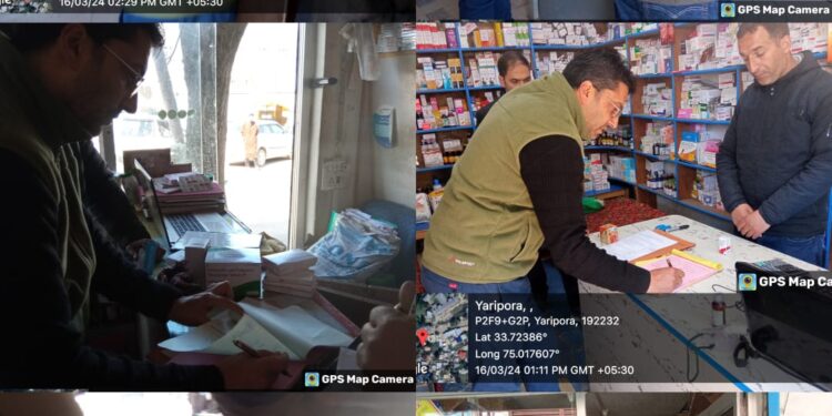 Drug Control Authority conducts intensive inspection of medical shops in Yaripora & Frisal of Kulgam