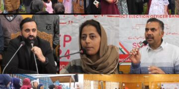 Lok Sabha Elections 2024  SVEEP: Promoting civic engagement, Kindergartens present flowers to first time female voters at Sumbal