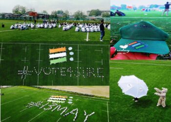 SVEEP: DEO Srinagar organizes Human Chain Event to raise awareness on Importance of Voting Locally made Election Mascot by first time female voters also displayed; ECI Logo, #Vote4Sure & #Stand4Chunav also depicted