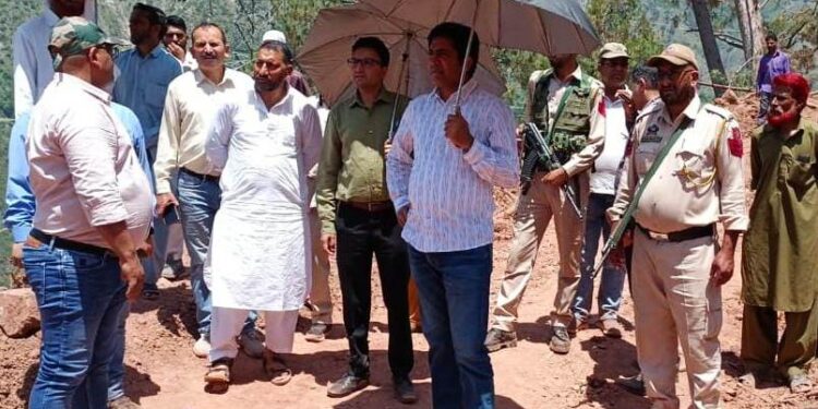 DDC Ramban inspects restoration work land subsidence hit Pernote area