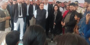 DLSA Chairman Ramban meets land subsidence victims of village Pernote.