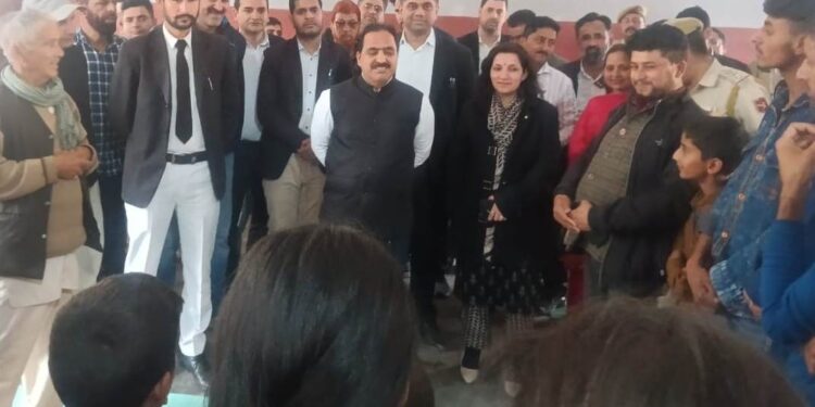 DLSA Chairman Ramban meets land subsidence victims of village Pernote.