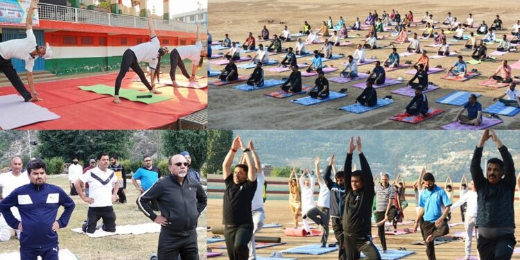 Rehearsal for 10th International Yoga Day held at Sports Stadium Doda and Tourist Gatha Park Bhaderwah