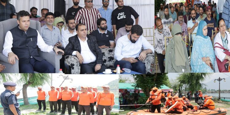 DC Srinagar presides over live demonstration of Mock Drill on Flood response at Nehru Park