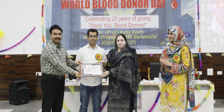 GMC Baramulla celebrates ‘World Blood Donors Day-2024’
