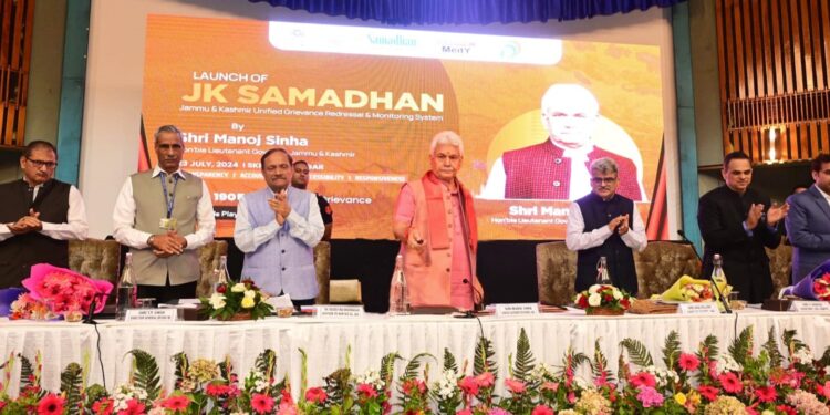 Lt Governor launches ‘JK SAMADHAN’ – Unified Grievance Redressal & Monitoring System at Srinagar