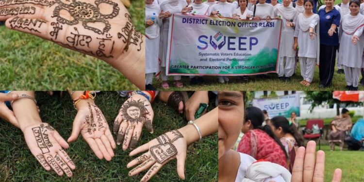 Assembly Elections- 2024: SVEEP Team Reasi organises “Matdata Jagrukta Mehndi Karyakram” to spread voter awareness