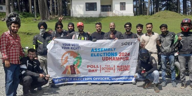 Assembly Elections-2024 Super bike rally from Udhampur to Patnitop promotes electoral awareness