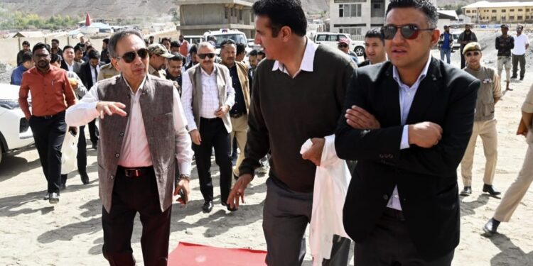 Justice Tashi Rabstan inspects construction works on Courts in Ladakh