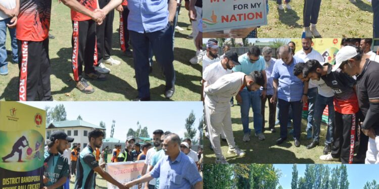 Assembly Elections- 2024: SVEEP: Bandipora Tennis Ball Cricket Championship commences to promote Voter Awareness