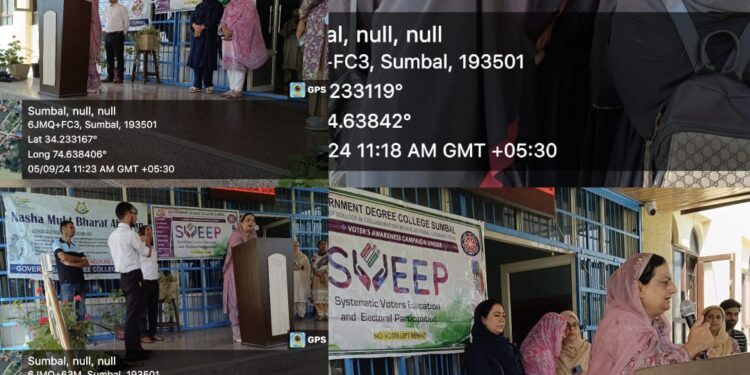 Assembly Elections- 2024 SVEEP programme to raise Voter Awareness conducted at GDC Sumbal