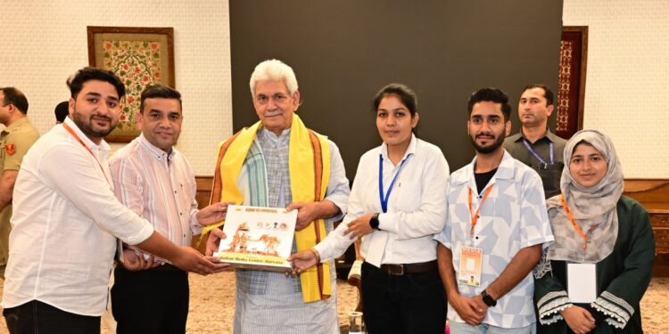 Lt Governor interacts with the students visiting J&K under Kashmir Samvad Yatra initiative