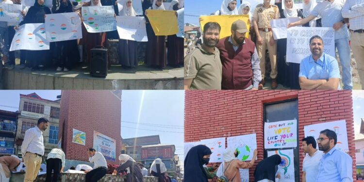 Assembly Elections- 2024 Inspiring civic participation through Art: Poster Writing & Painting Competition held at Clock Tower Shopian Students, Teachers join hands to promote power of Voting