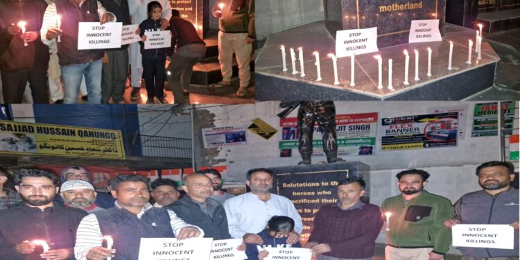 Candlelight March organised at Kupwara against killing of civilians at Sonamarg by militants