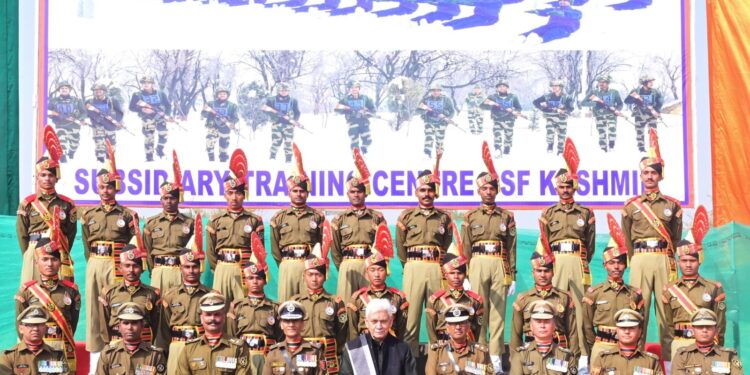 Lt Governor attends Passing out Parade of Recruit Constables of Border Security Force at Humhama LG pays homage to gallant heroes of BSF