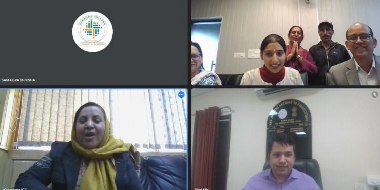 Sakeena Masood interacts with Doda student headed to Japan for Sakura Science Program