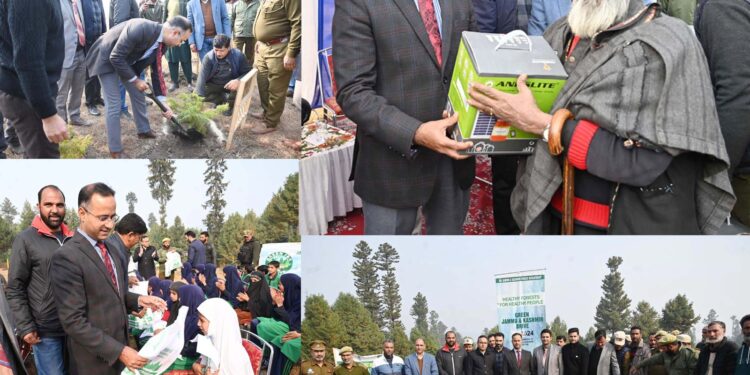 Forest Division Shopian distributes Cooking/ lighting equipment, stationary, sapling and seedballs among beneficiaries