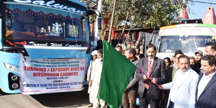 MLA flags off Mushroom Growers, Beekeepers on exposure tour to SKUAST Jammu