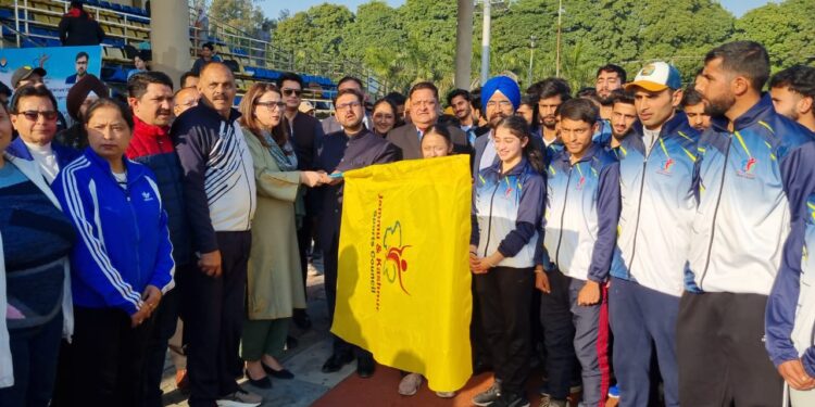 Satish Sharma flags off J&K Contingent for 38th National Games