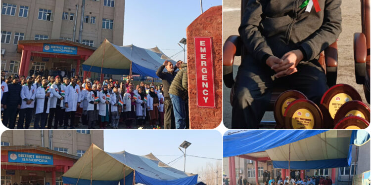 Medical Superintendent DH Bandipora Unfurls Tricolor, Commends Staff on 76th Republic Day