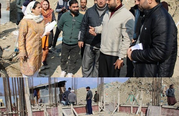 DC Budgam inspects progress of work on Multipurpose Community Hall, Sheikhpora Pandit Colony