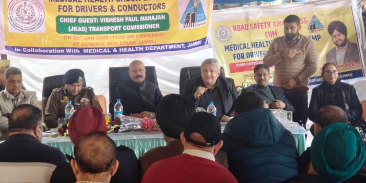 MVD organises Road Safety Awareness, medical checkup camp at General Bus Stand Jammu