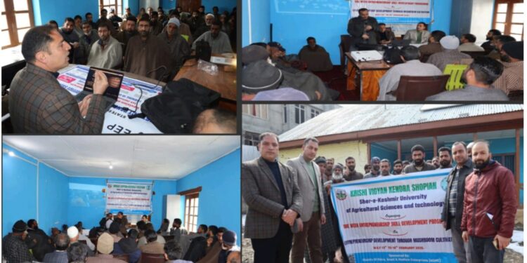Skill Dev Prog on “Entrepreneurship Development through Mushroom Cultivation” begins in Shopian