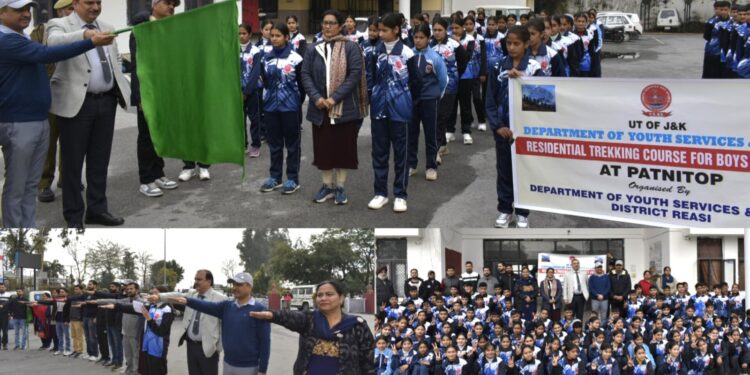 ADDC Reasi flags off 100 students to Patnitop for trekking camp