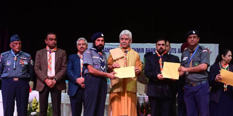Lieutenant Governor presents J&K Bharat Scouts & Guides Rajya Puraskar Certificates to Scouts & Guides, Rovers and Rangers