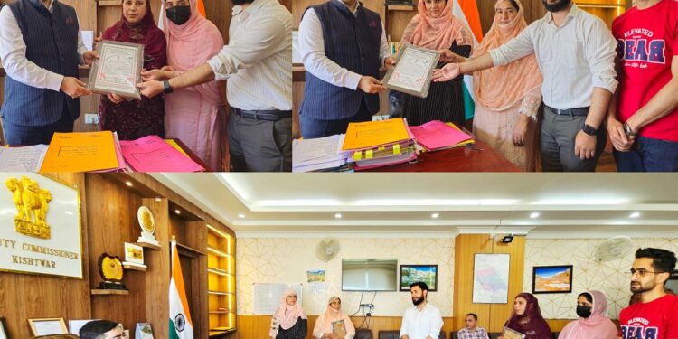 DC gives away Registration Certificates to newly formed Industrial Handicrafts Cooperative Societies at Kishtwar