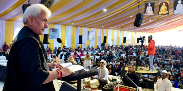 Lieutenant Governor attends the inaugural ceremony of Ram Katha at Srinagar by Pujya Morari Bapu