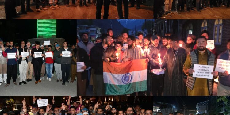 Candlelight protest held across Ganderbal in solidarity with victims of Pahalgam attack