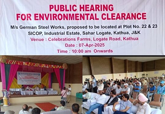 JKPCC hosts public hearing for proposed Steel Manufacturing Unit at SICOP-Sahar Logate