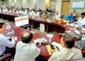 Javed Rana interacts with tribal leaders at Panchayat Bhavan