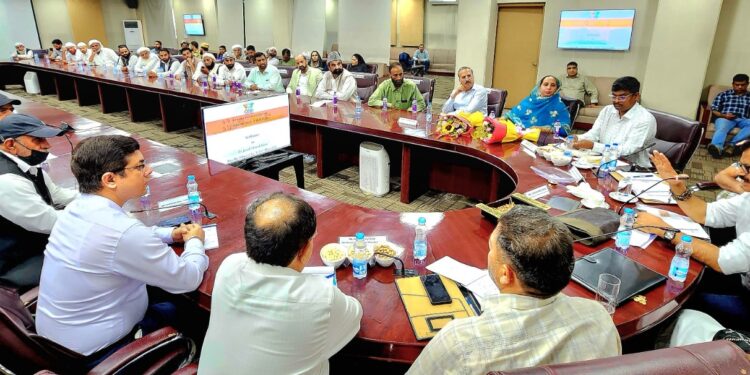 Javed Rana interacts with tribal leaders at Panchayat Bhavan