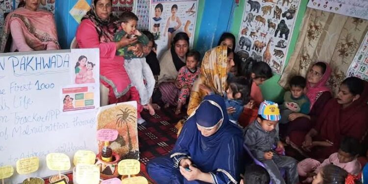 Poshan Pakhwada Camp organised at Anganwadi Centre Akramabad-C, Doda