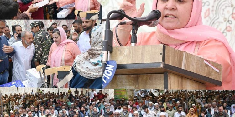 Sakeena Itoo distributes Prosthetic Aids, Assistive Devices among specially-abled persons in D.H Pora