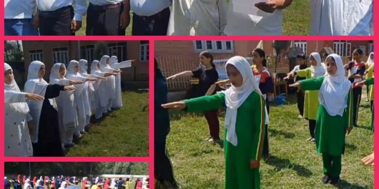 Students take Anti-Drug Pledge at inter-school zonal level U14 Girls Sports meet at Achabal