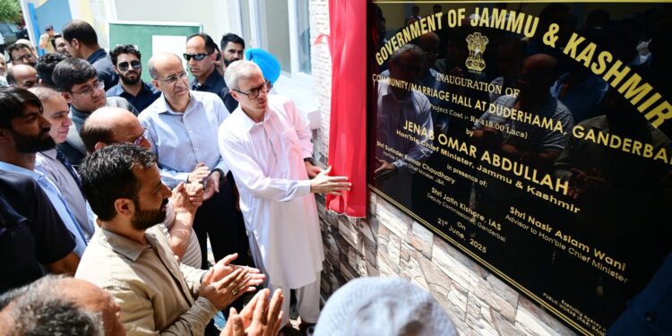 Omar Abdullah unveils new marriage hall, lays foundation stone for a key bridge in Ganderbal